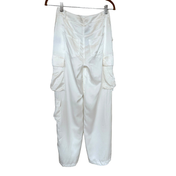 RtA White Silk Cargo Pant Size 2 Designer Long Baggy Satin Quiet Luxury $545 NEW - Picture 8 of 10